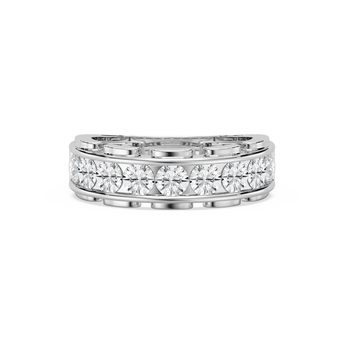Kaylee 1 ½ ctw Round LGD Nine Stone Link Anniversary Band - 14K White Gold