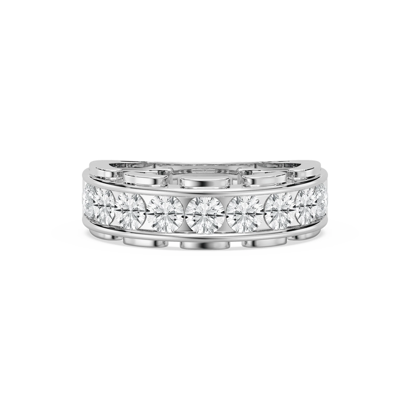 Kaylee 1 ½ ctw Round LGD Nine Stone Link Anniversary Band - 14K White Gold