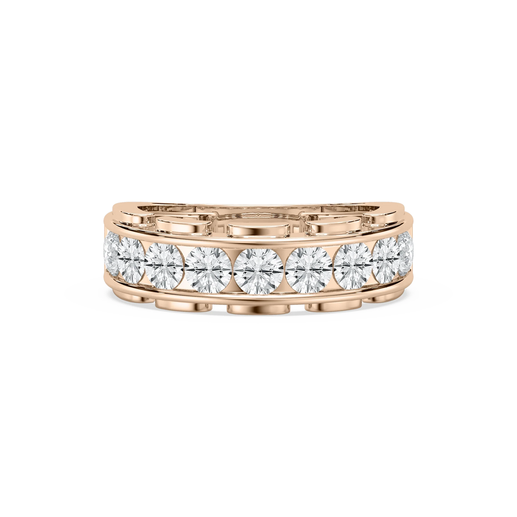 Kaylee 1 ½ ctw Round LGD Nine Stone Link Anniversary Band - 14K Rose Gold