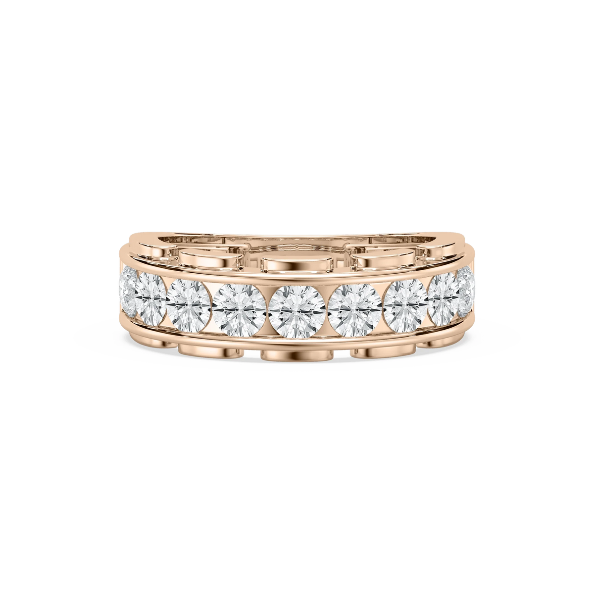 Kaylee 1 ½ ctw Round LGD Nine Stone Link Anniversary Band - 14K Rose Gold