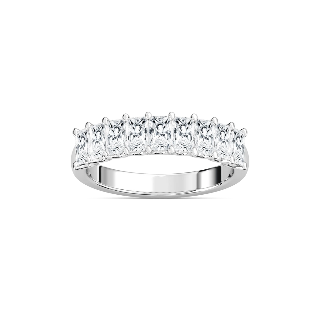 Lydia 1 ⅕ ctw Radiant LGD Nine Stone U Prong Anniversary Band - 14K White Gold / DE-VS1