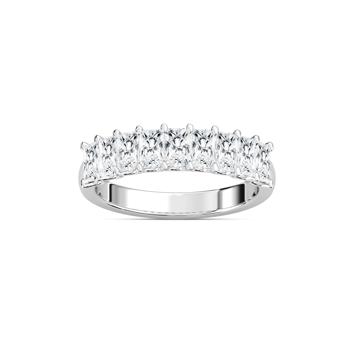 Lydia 1 ⅕ ctw Radiant LGD Nine Stone U Prong Anniversary Band - 14K White Gold / DE-VS1
