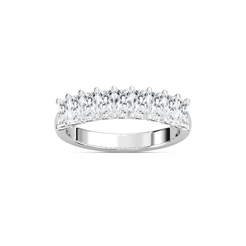Lydia 1 ⅕ ctw Radiant LGD Nine Stone U Prong Anniversary Band - 14K White Gold / DE-VS1