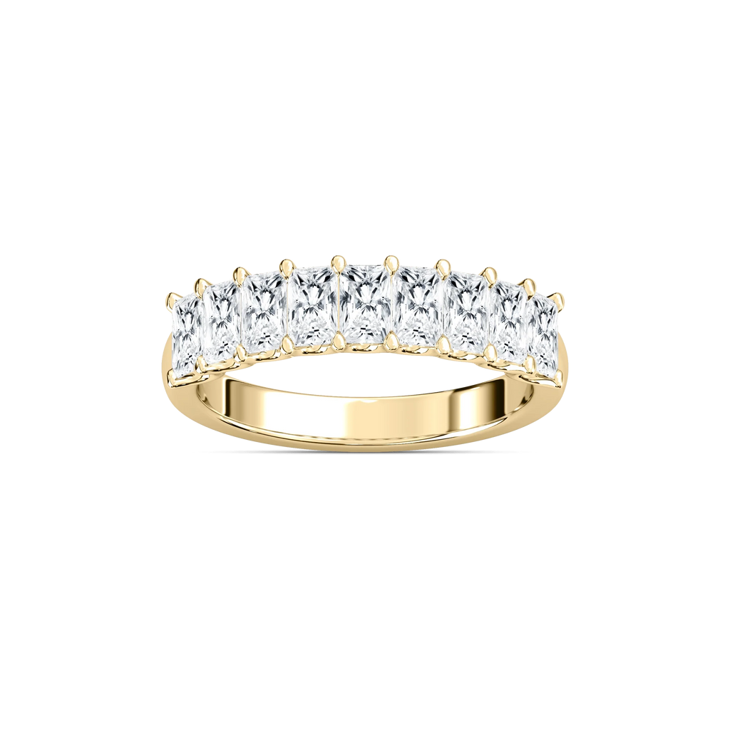 Lydia 1 ⅕ ctw Radiant LGD Nine Stone U Prong Anniversary Band - 14K Yellow Gold / F-VS2