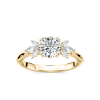Saffron LGD Flower Side Stone Engagement Ring - 14K Yellow Gold