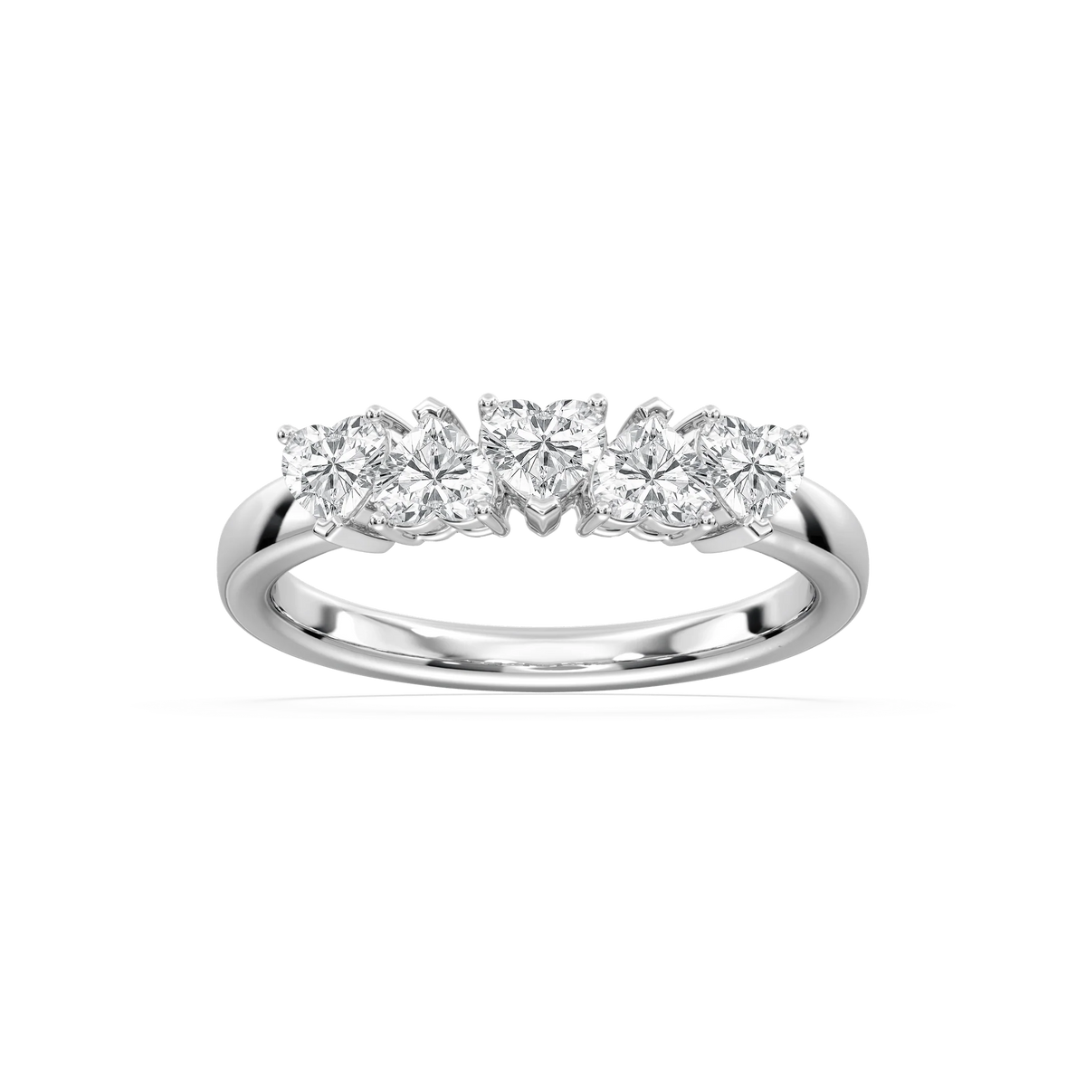 Saoirse 1 ctw Heart LGD 5 Stone Anniversary Band - 14K White Gold