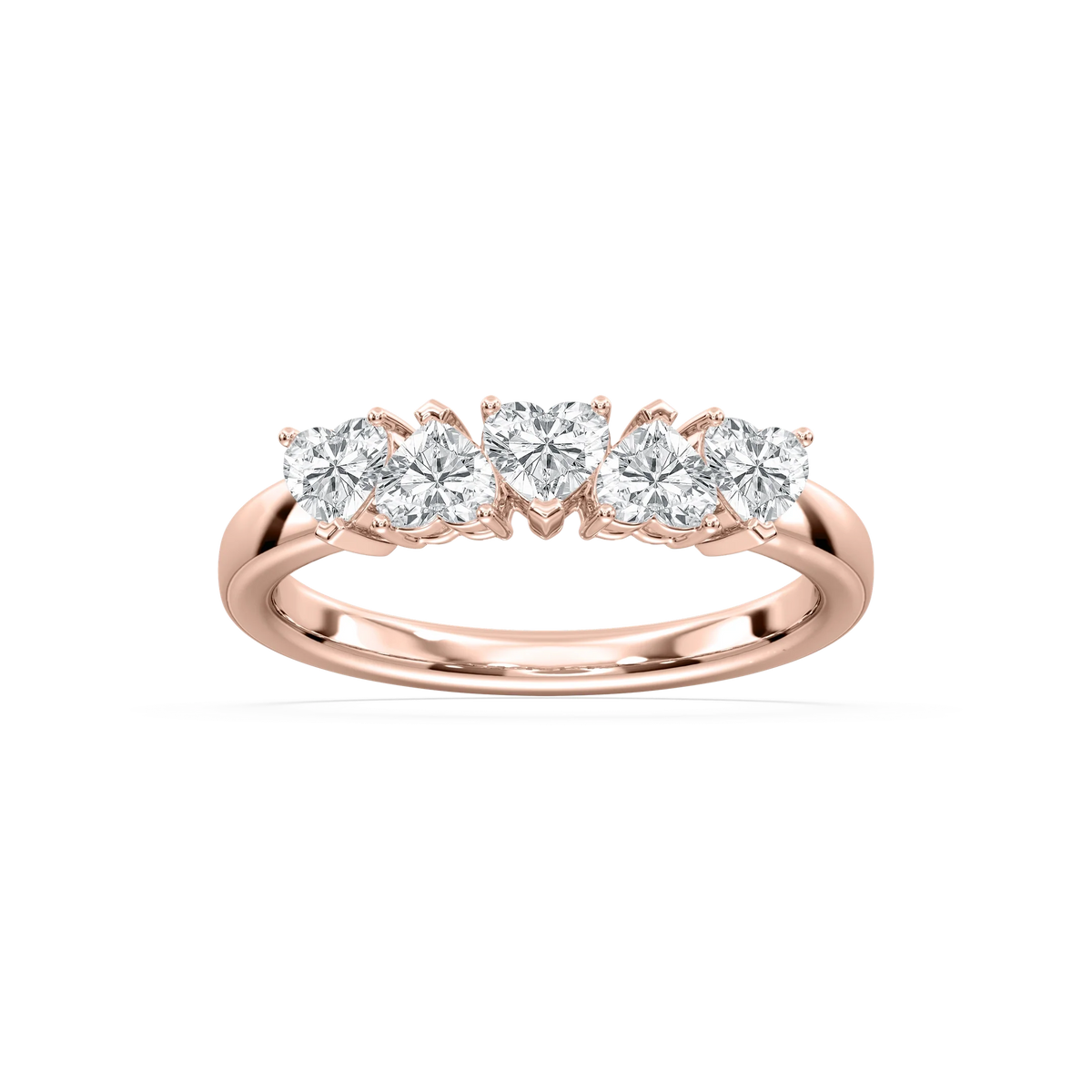 Saoirse 1 ctw Heart LGD 5 Stone Anniversary Band - 14K Rose Gold