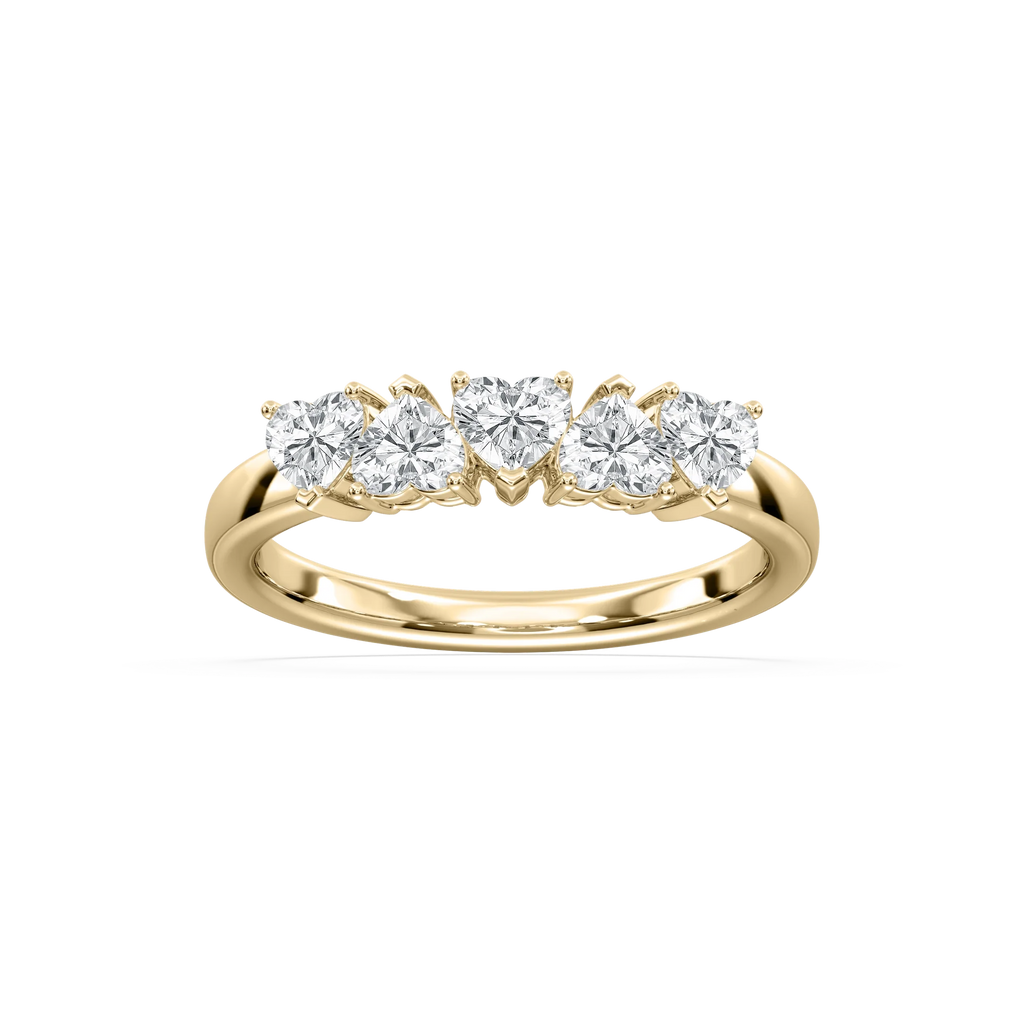 Saoirse 1 ctw Heart LGD 5 Stone Anniversary Band - 18K Yellow Gold