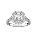 Novia Cushion LGD Split Shank Double Halo Engagement Ring - 14K White Gold