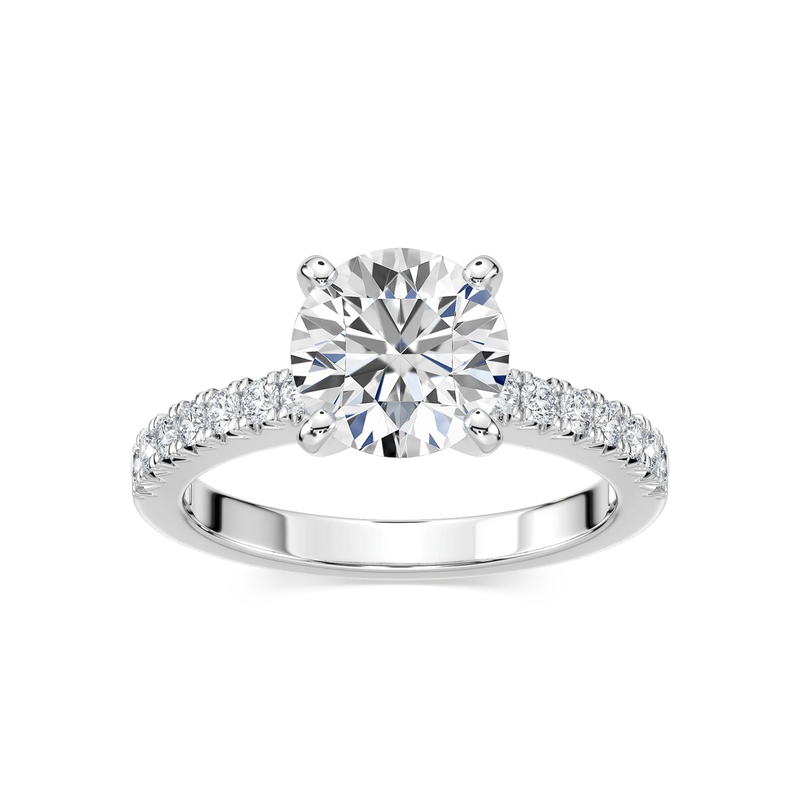 Khloe LGD Side Stone Engagement Ring - 14K White Gold