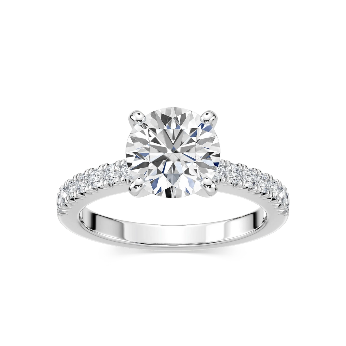 Khloe LGD Side Stone Engagement Ring - 18K White Gold