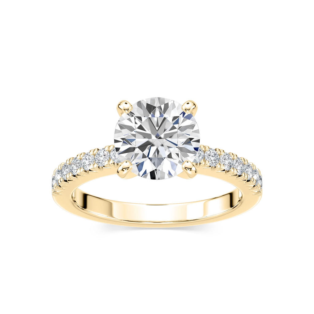 Khloe LGD Side Stone Engagement Ring - 18K Yellow Gold