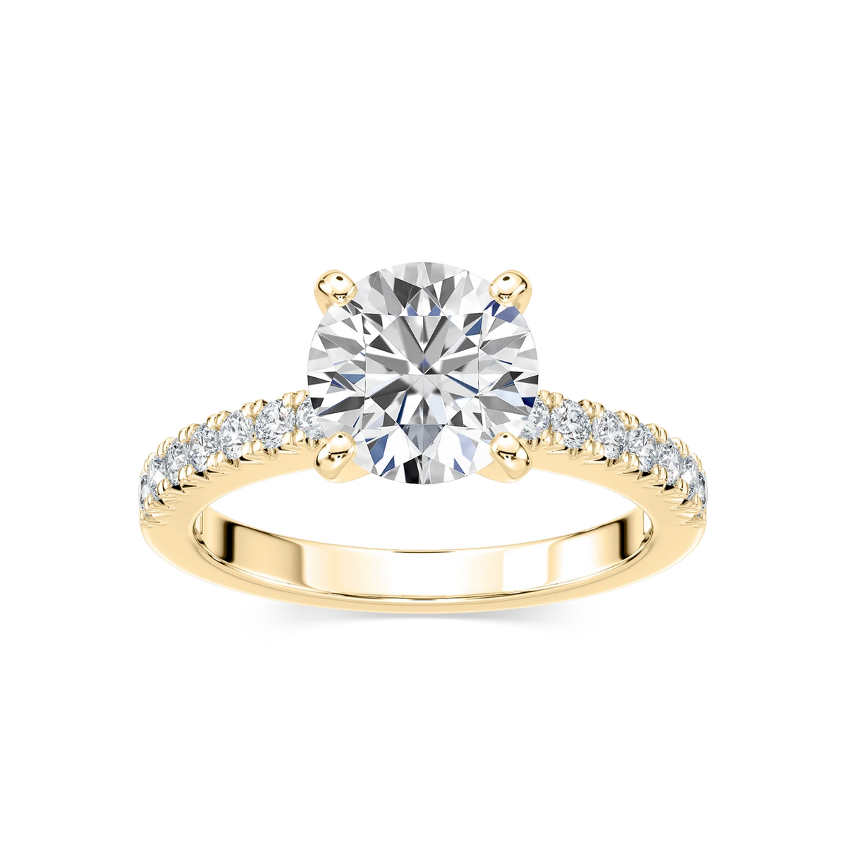 Khloe LGD Side Stone Engagement Ring - 18K Yellow Gold