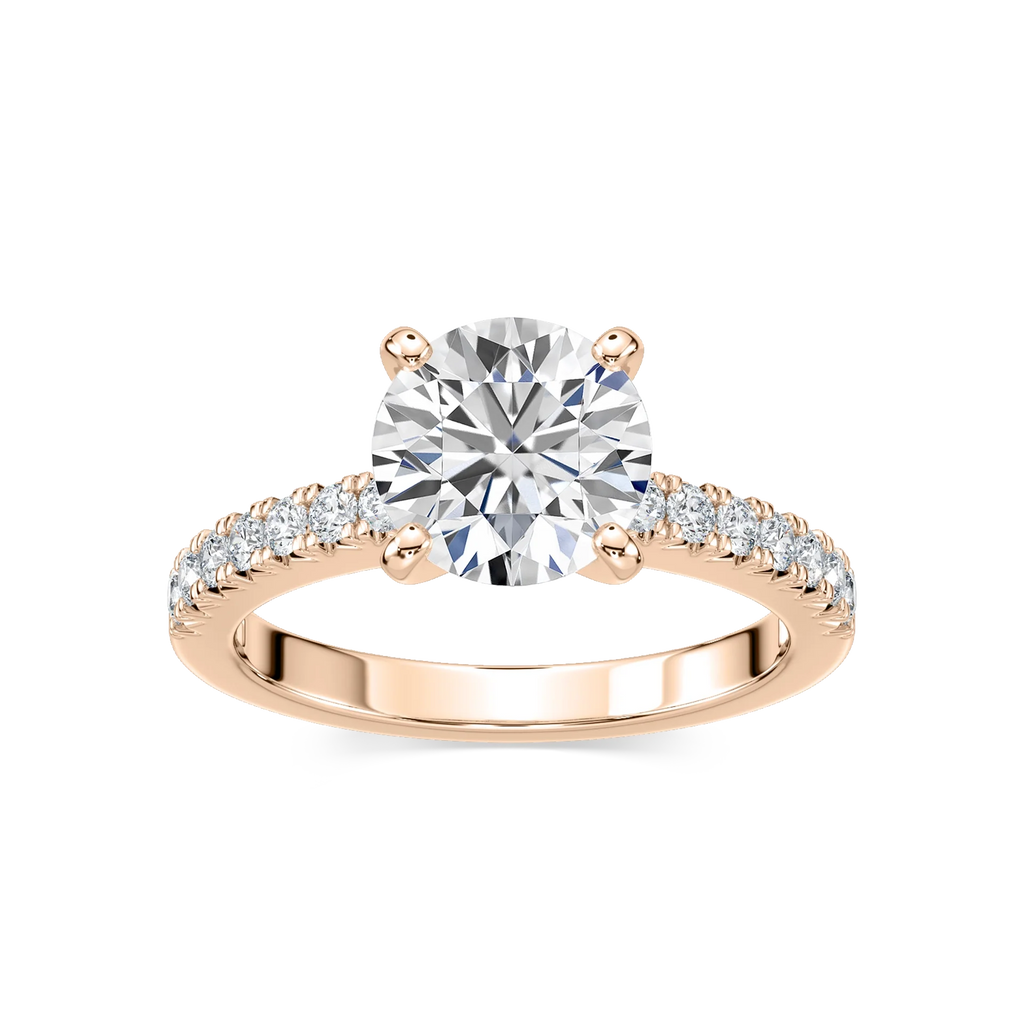 Khloe LGD Side Stone Engagement Ring - 18K Rose Gold