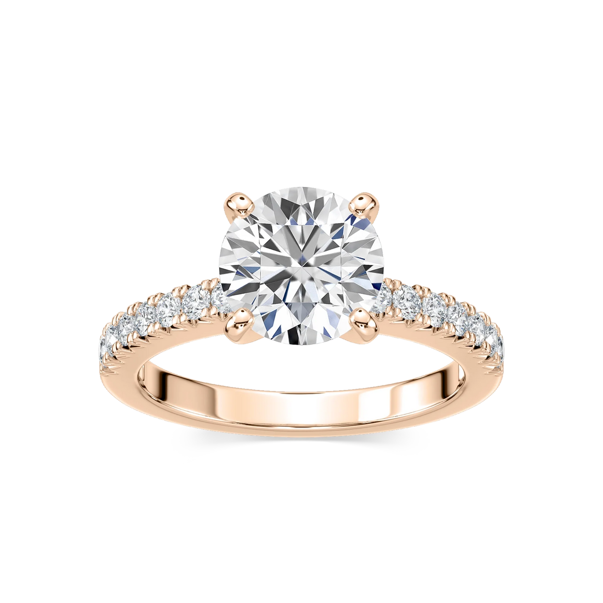 Khloe LGD Side Stone Engagement Ring - 18K Rose Gold