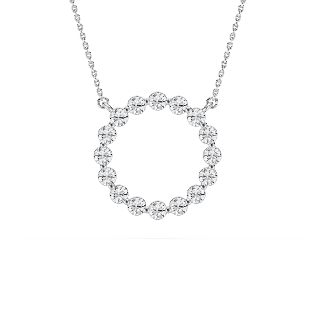 1 ctw Round LGD Single Shared Prong Circle Pendant - 18 Inches