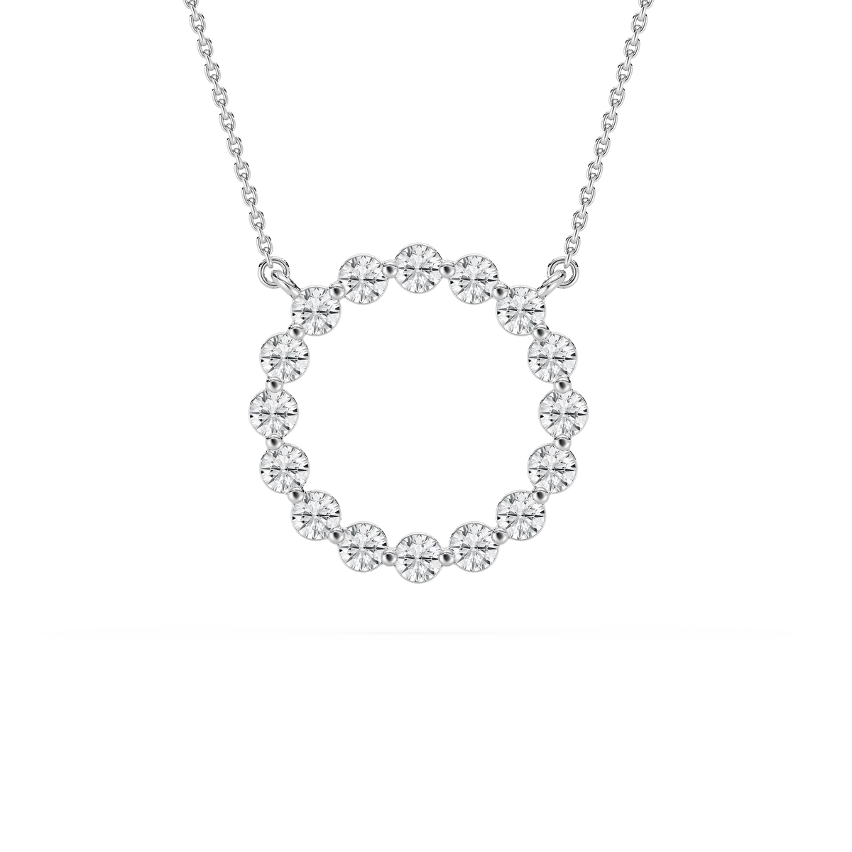 1 ctw Round LGD Single Shared Prong Circle Pendant - 18 Inches