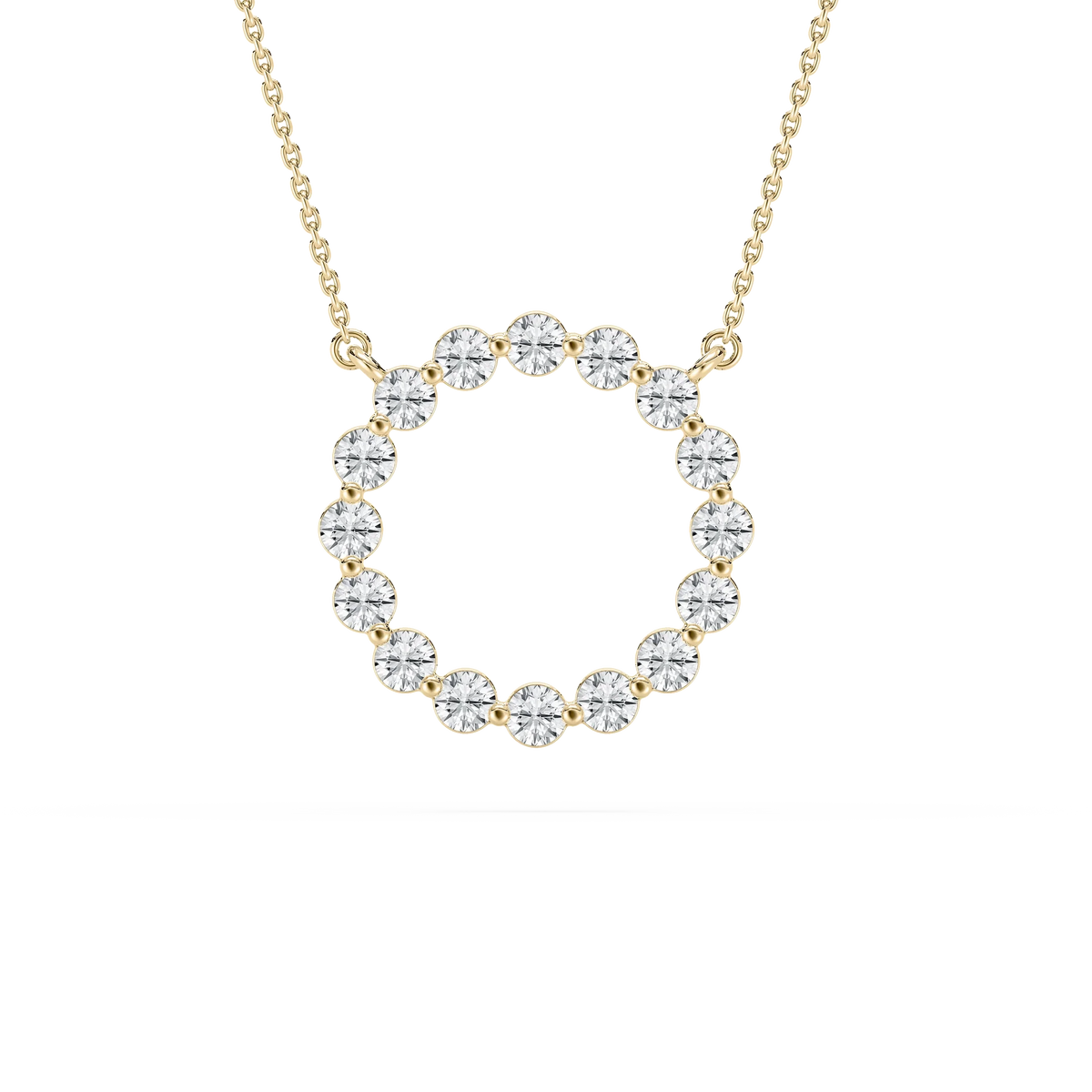 1 ctw Round LGD Single Shared Prong Circle Pendant - 18 Inches