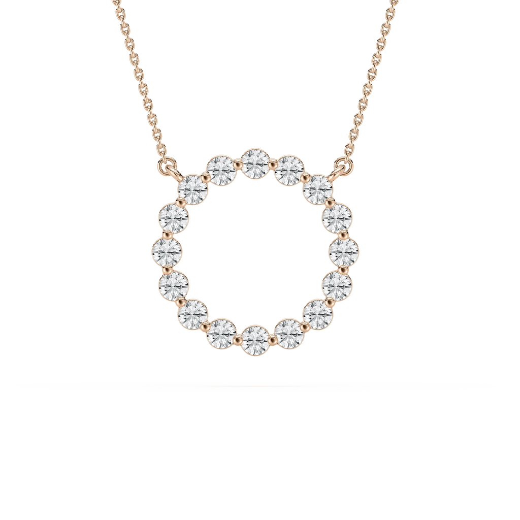1 ctw Round LGD Single Shared Prong Circle Pendant - 18 Inches