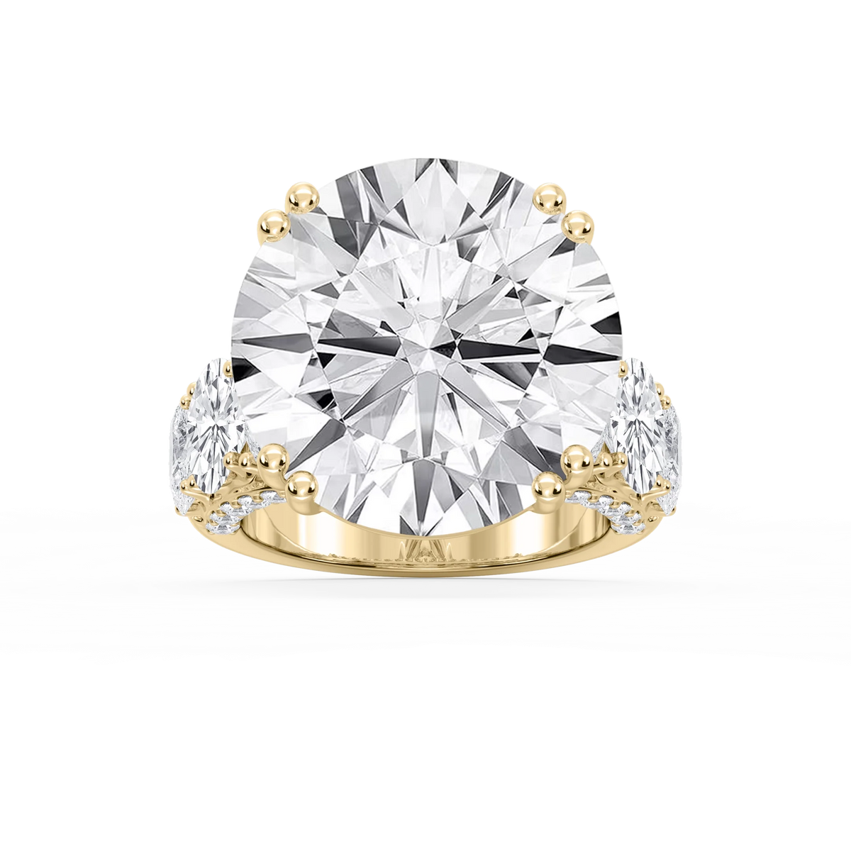 Ophelia 27 ¼ ctw Round LGD Graduated Side Stone Engagement Ring - Signature Collection - 14K Yellow Gold