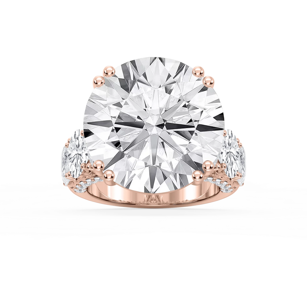 Ophelia 27 ¼ ctw Round LGD Graduated Side Stone Engagement Ring - Signature Collection - 14K Rose Gold