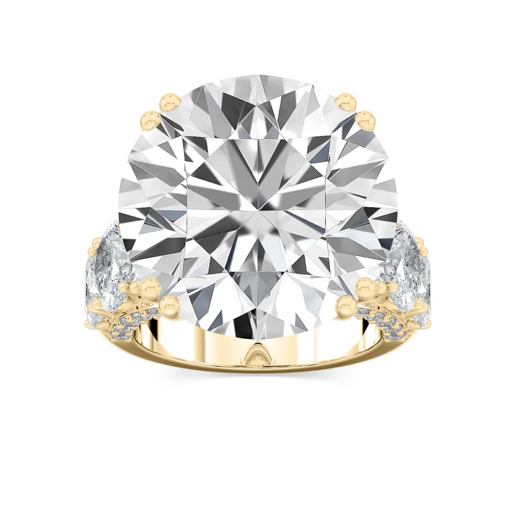 Ophelia 27 ¼ ctw Round LGD Graduated Side Stone Engagement Ring - Signature Collection - 18K Yellow Gold