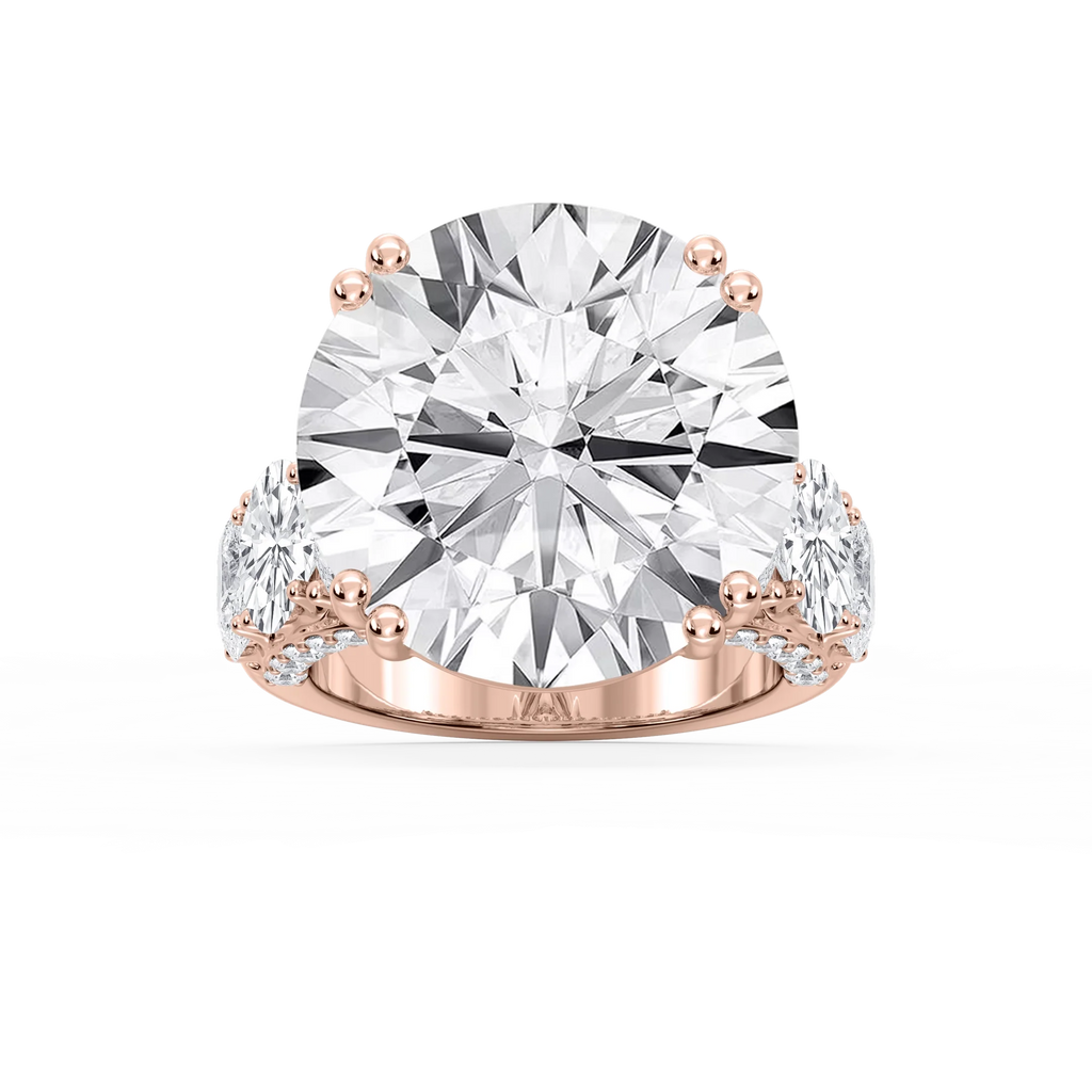 Ophelia 27 ¼ ctw Round LGD Graduated Side Stone Engagement Ring - Signature Collection - 18K Rose Gold