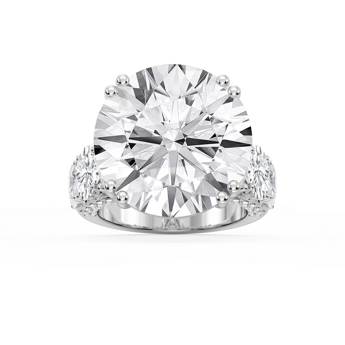 Ophelia 27 ¼ ctw Round LGD Graduated Side Stone Engagement Ring - Signature Collection - Platinum