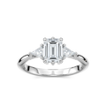 Elizabeth LGD Six Prong Three Stone Engagement Ring - 14K White Gold