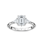 Elizabeth LGD Six Prong Three Stone Engagement Ring - 14K White Gold