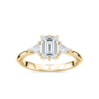 Elizabeth LGD Six Prong Three Stone Engagement Ring - 14K Yellow Gold