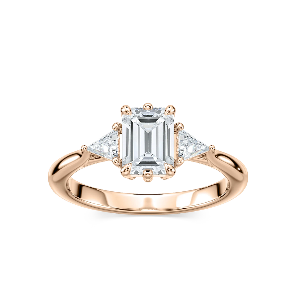 Elizabeth LGD Six Prong Three Stone Engagement Ring - 14K Rose Gold