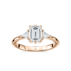 Elizabeth LGD Six Prong Three Stone Engagement Ring - 18K Rose Gold