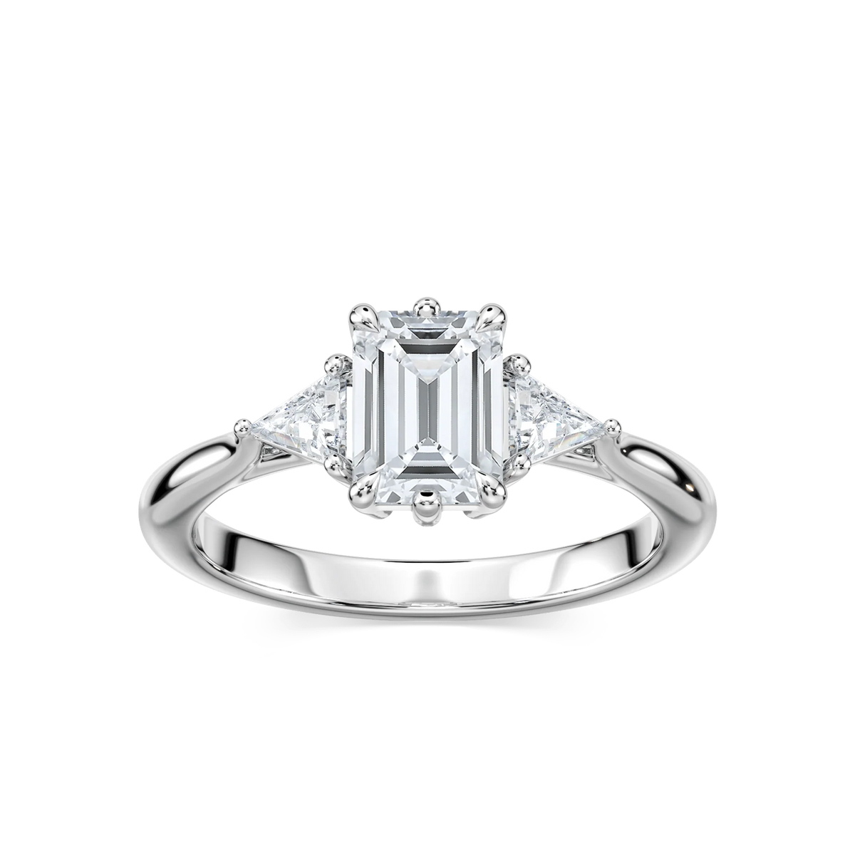 Elizabeth LGD Six Prong Three Stone Engagement Ring - Platinum