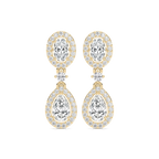2 ³/₄ ctw Oval and Pear LGD Double Halo Drop Earrings - 14K Yellow Gold
