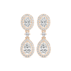 2 ³/₄ ctw Oval and Pear LGD Double Halo Drop Earrings - 14K Rose Gold