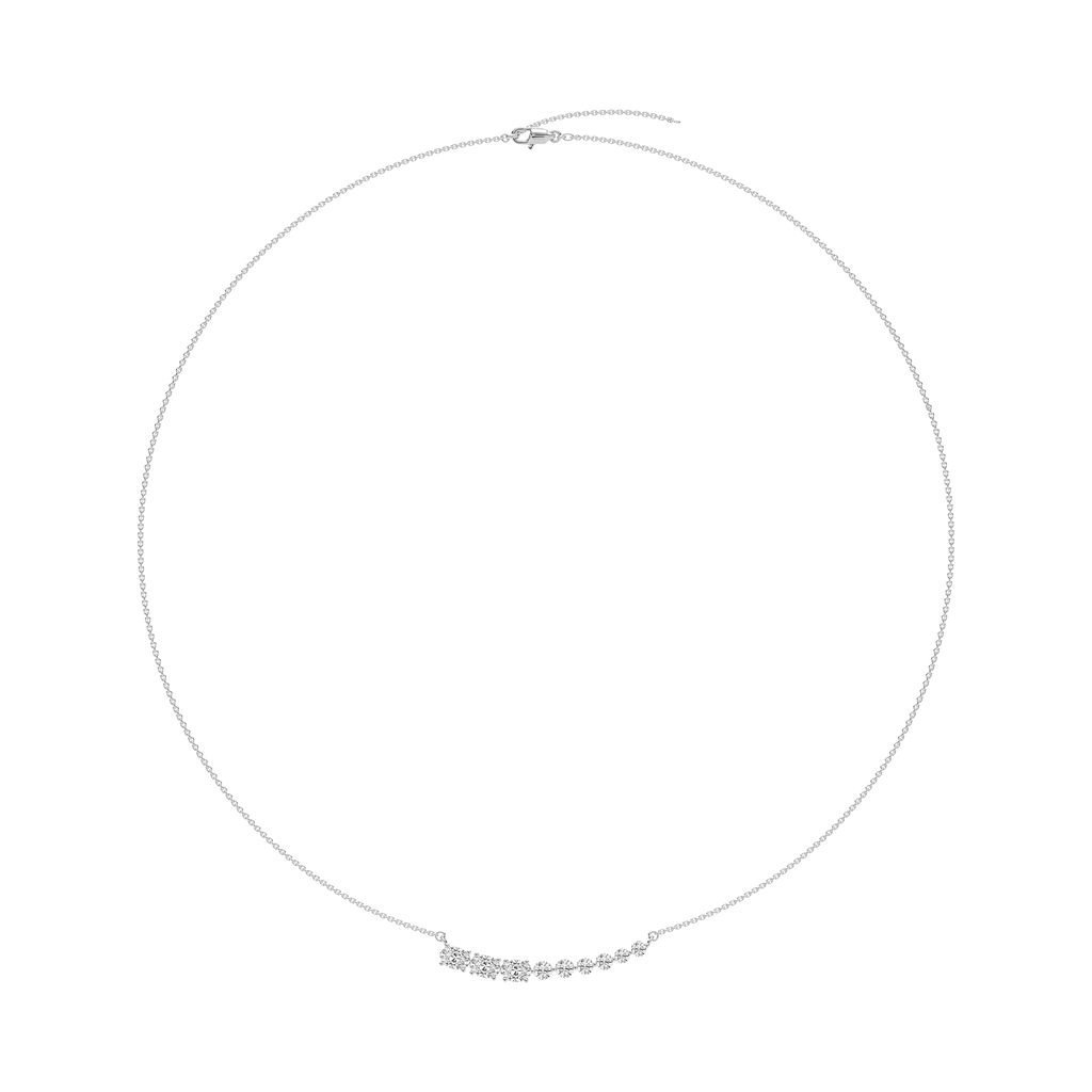 1 ¼ ctw Oval and Round LGD Graduated Curved Bar Necklace - 18 Inches