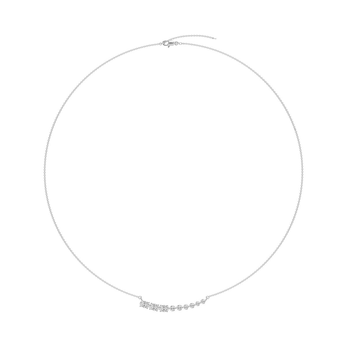 1 ¼ ctw Oval and Round LGD Graduated Curved Bar Necklace - 18 Inches