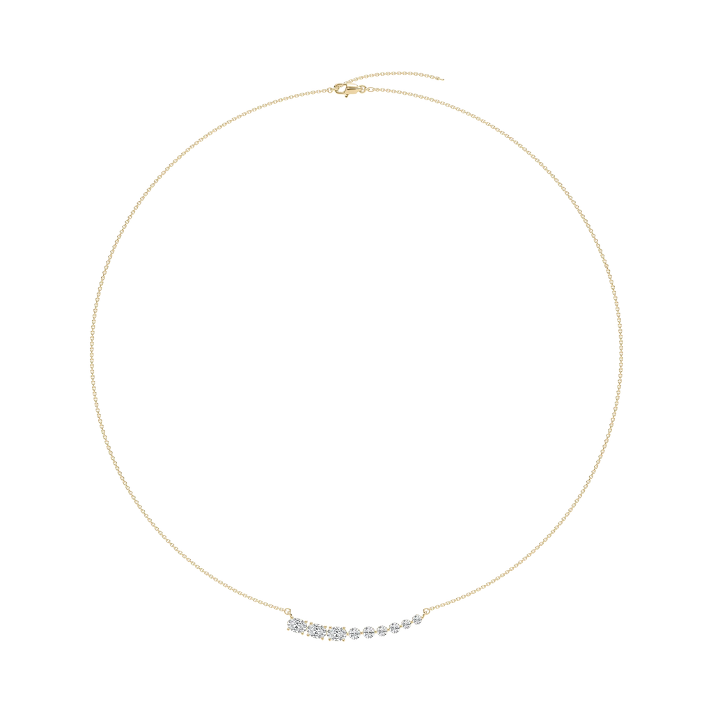 1 ¼ ctw Oval and Round LGD Graduated Curved Bar Necklace - 18 Inches