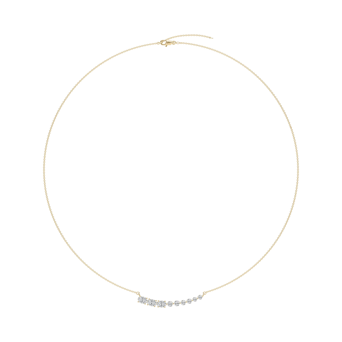 1 ¼ ctw Oval and Round LGD Graduated Curved Bar Necklace - 18 Inches