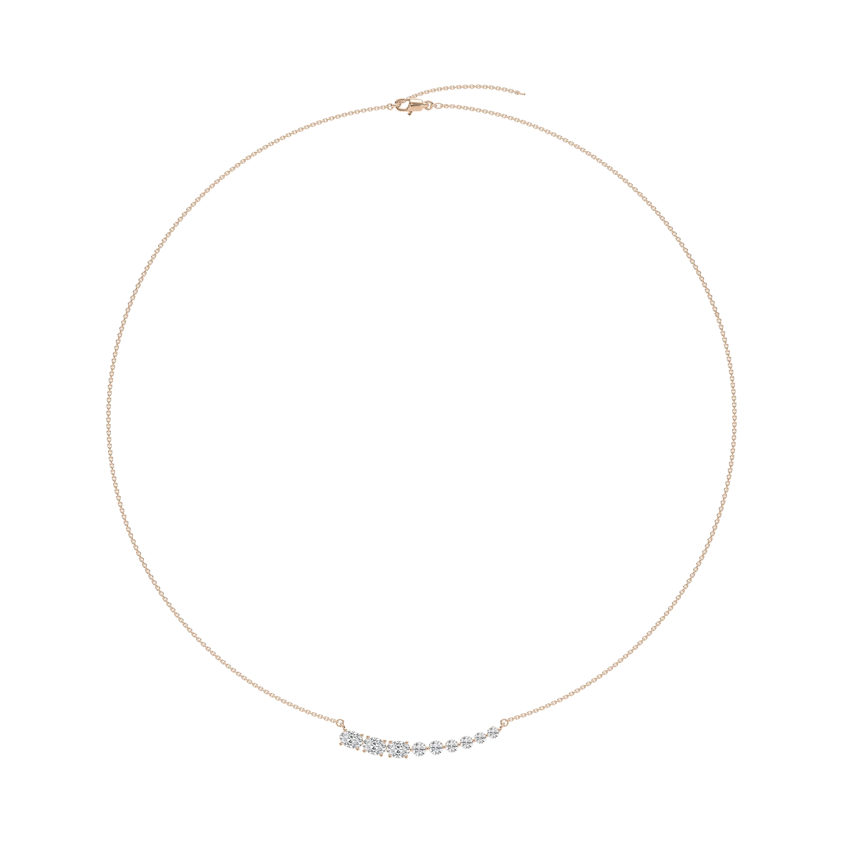 1 ¼ ctw Oval and Round LGD Graduated Curved Bar Necklace - 18 Inches
