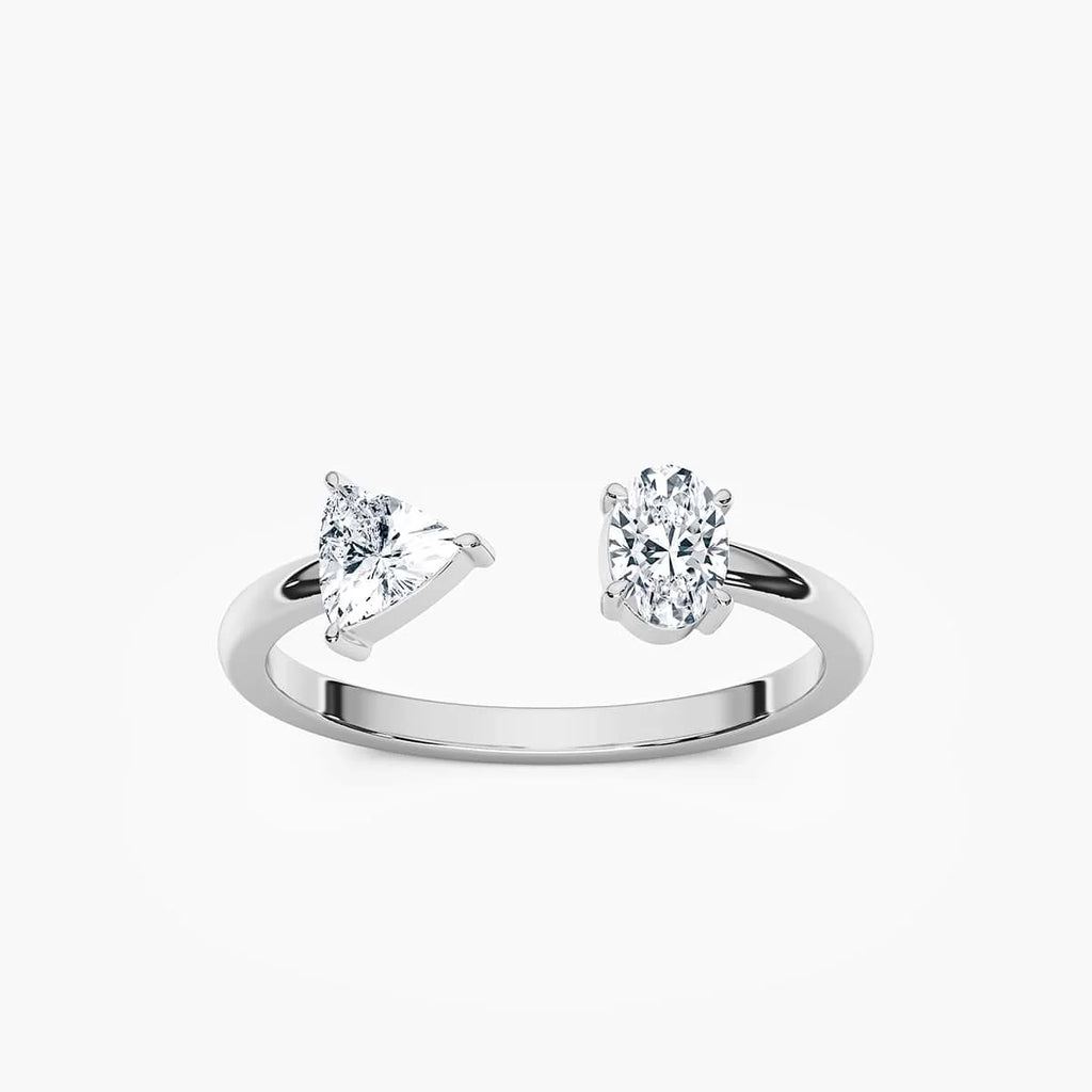 Keria 1/2 ctw Oval and Trillion LGD Open Toi et Moi Engagement Ring - 14K White Gold