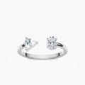 Keria 1/2 ctw Oval and Trillion LGD Open Toi et Moi Engagement Ring - 14K White Gold