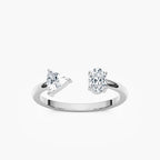 Keria 1/2 ctw Oval and Trillion LGD Open Toi et Moi Engagement Ring - 14K White Gold