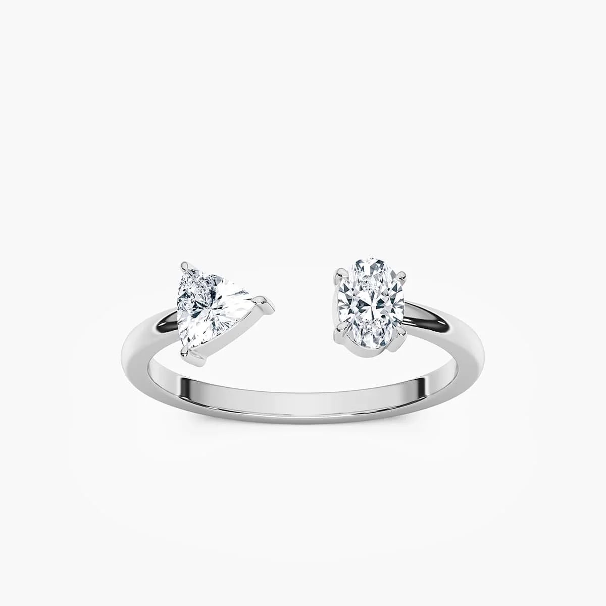 Keria 1/2 ctw Oval and Trillion LGD Open Toi et Moi Engagement Ring - 14K White Gold
