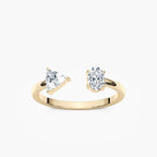 Keria 1/2 ctw Oval and Trillion LGD Open Toi et Moi Engagement Ring - 14K Yellow Gold