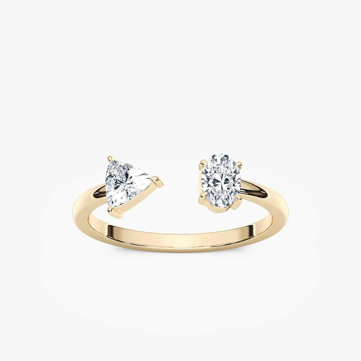 Keria 1/2 ctw Oval and Trillion LGD Open Toi et Moi Engagement Ring - 14K Yellow Gold