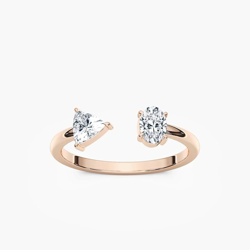 Keria 1/2 ctw Oval and Trillion LGD Open Toi et Moi Engagement Ring - 14K Rose Gold