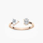 Keria 1/2 ctw Oval and Trillion LGD Open Toi et Moi Engagement Ring - 14K Rose Gold