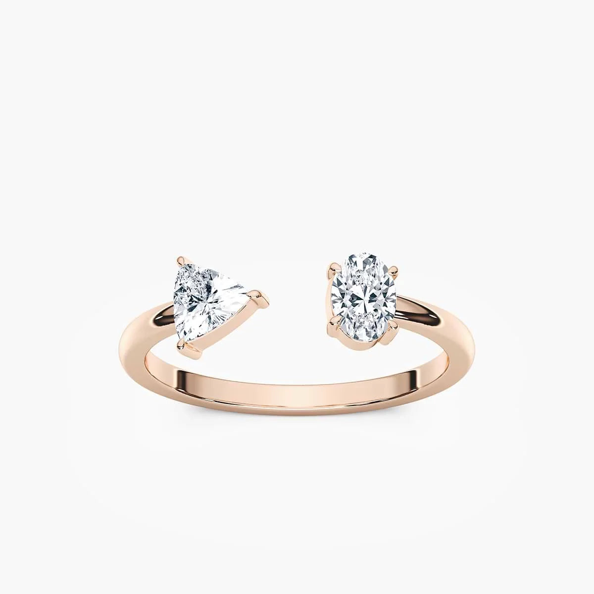 Keria 1/2 ctw Oval and Trillion LGD Open Toi et Moi Engagement Ring - 14K Rose Gold